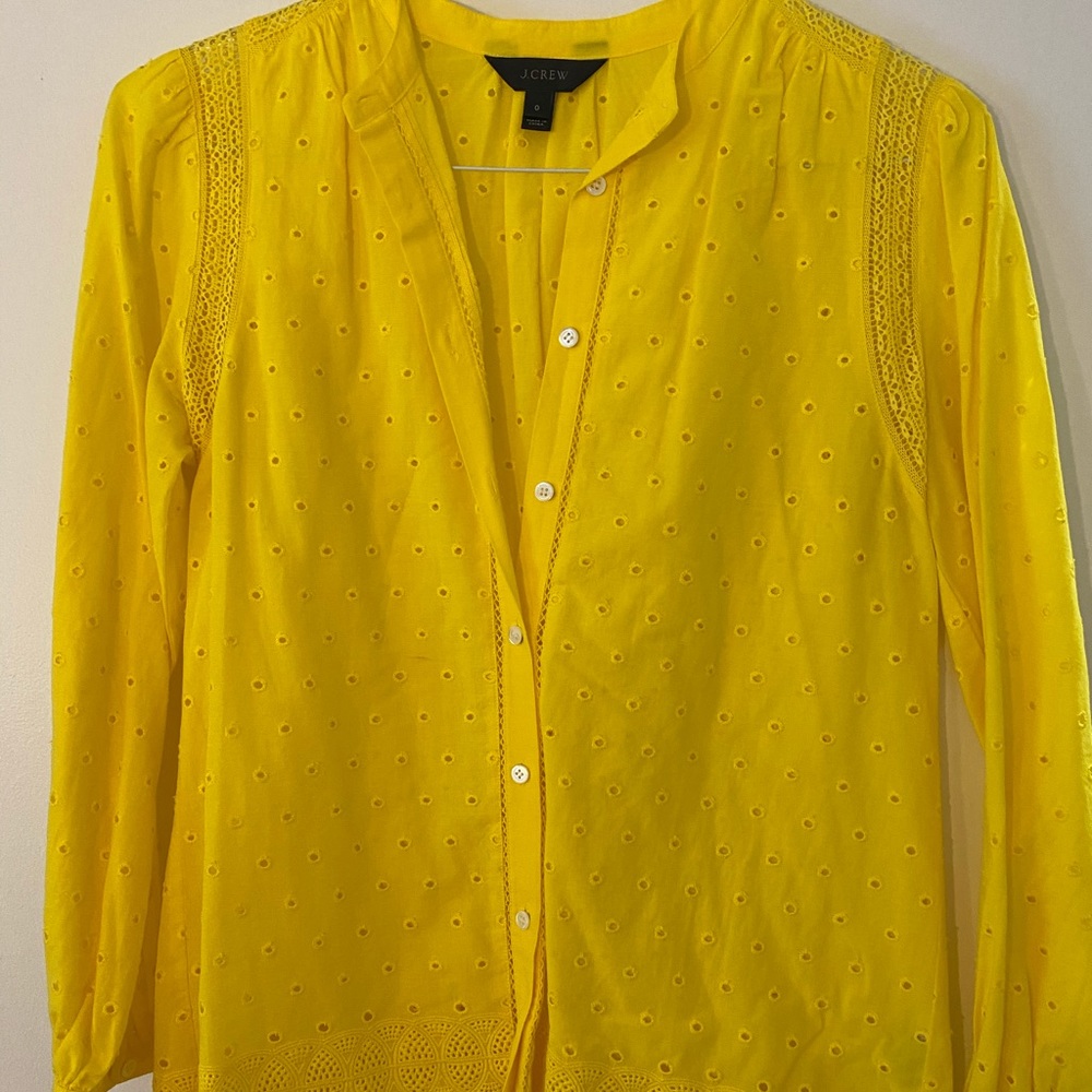 JCrew yellow eyelet top